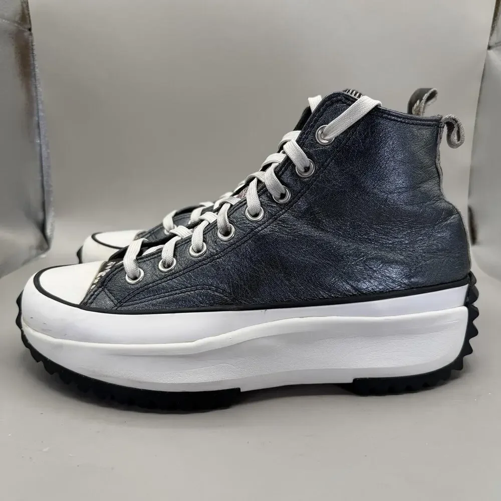 Converse Run Star Hike Shoes Womens 11 Blue Leather Platform Sneakers Snakeskin